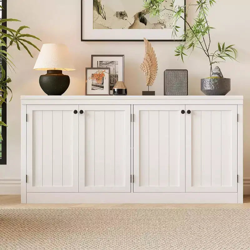Mobile credenza a 4 ante, buffet contenitore moderno per sala da pranzo, soggiorno e ufficio, ampio spazio di archiviazione
