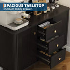 CuisinSmart 47 buffet avec tiroirs, meuble de rangement cannelé avec 2 portes et 3 tiroirs, crédence moderne pour entrée et salon