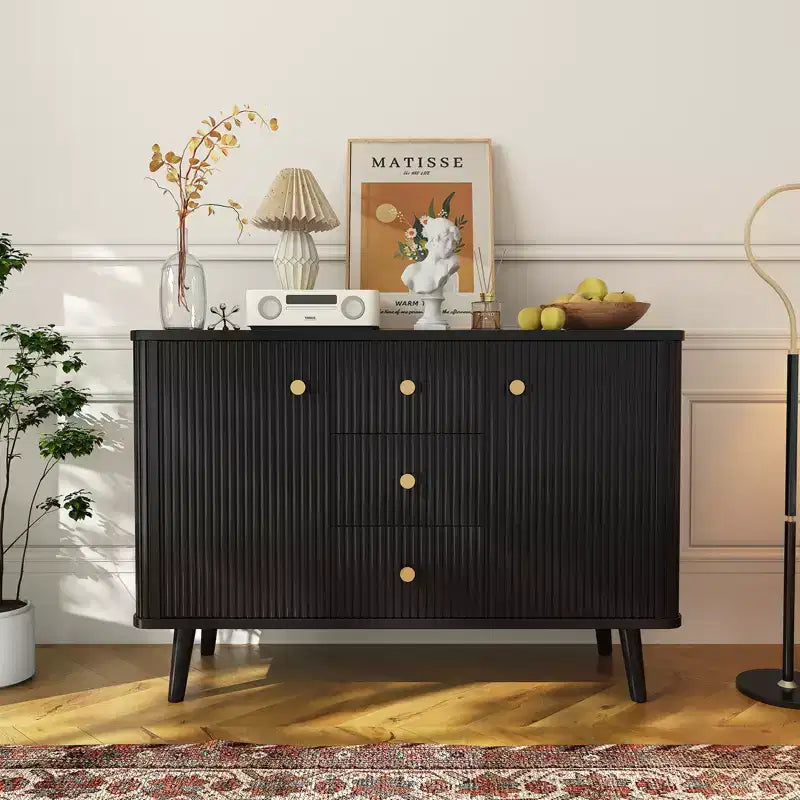CuisinSmart 47 buffet avec tiroirs, meuble de rangement cannelé avec 2 portes et 3 tiroirs, crédence moderne pour entrée et salon
