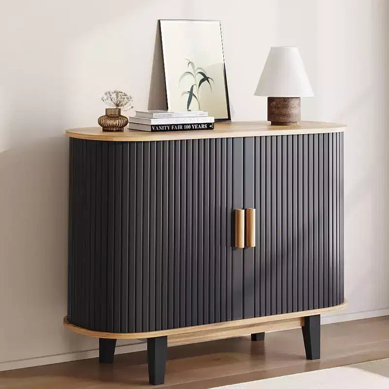 Fluted Sideboard with Sliding Door, Modern Buffet Cabinet with Adjustable Shelf for Multi-Room Storage, Streamlined Design