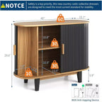 Credenza scanalata con anta scorrevole, mobile buffet moderno con ripiano regolabile per riporre oggetti in più ambienti, design essenziale