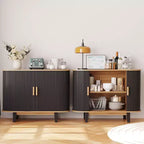 Credenza scanalata con anta scorrevole, mobile buffet moderno con ripiano regolabile per riporre oggetti in più ambienti, design essenziale