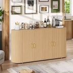 Fluted Modern Sideboard, Storage Cabinet with Adjustable Shelves and Curved Design for Dining Room, Living Room, Entryway