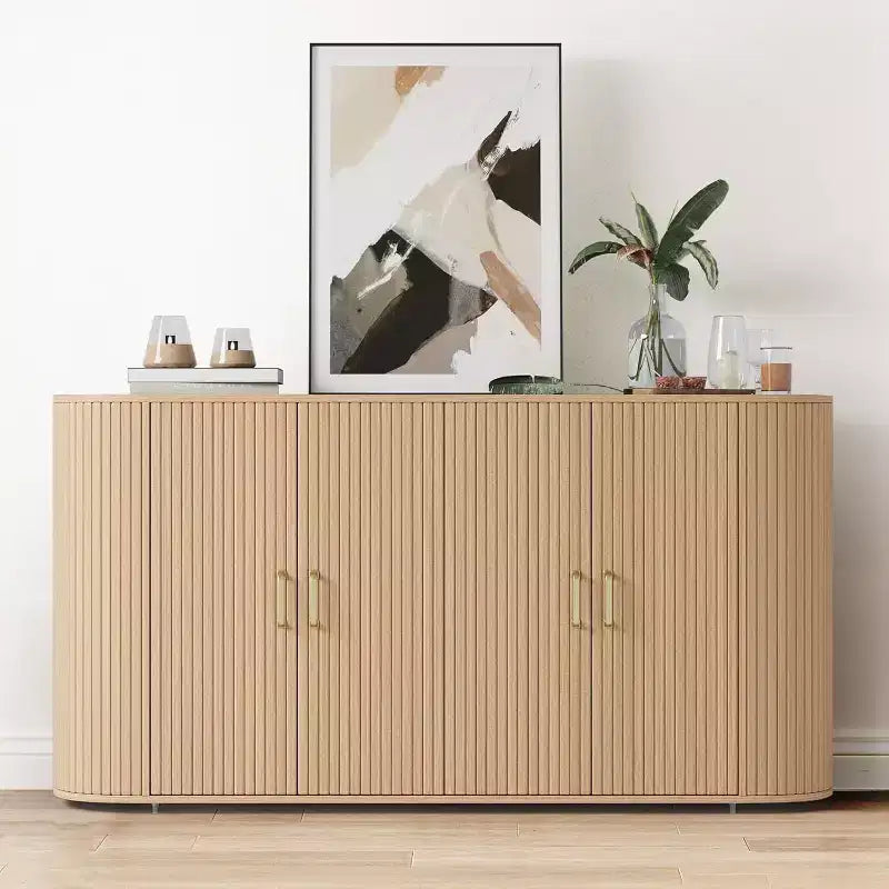 Credenza Moderna Scanalata, Mobile Contenitore con Ripiani Regolabili e Design Curvo per Sala da Pranzo, Soggiorno, Ingresso