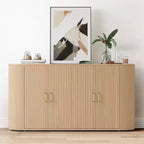 Credenza Moderna Scanalata, Mobile Contenitore con Ripiani Regolabili e Design Curvo per Sala da Pranzo, Soggiorno, Ingresso