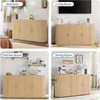 Credenza Moderna Scanalata, Mobile Contenitore con Ripiani Regolabili e Design Curvo per Sala da Pranzo, Soggiorno, Ingresso