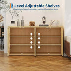 66.3 Credenza a buffet scanalata con contenitore, mobile credenza largo con 4 ante e ripiani regolabili, per cucina, ingresso, soggiorno