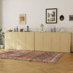 66.3 Credenza a buffet scanalata con contenitore, mobile credenza largo con 4 ante e ripiani regolabili, per cucina, ingresso, soggiorno