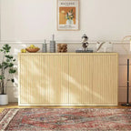 66.3 Credenza a buffet scanalata con contenitore, mobile credenza largo con 4 ante e ripiani regolabili, per cucina, ingresso, soggiorno