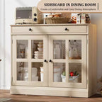 35 buffets de vaisselle avec porte en verre et 2 tiroirs de rangement, armoire de rangement de cuisine, buffets et vaisseliers modernes pour salle à manger, salon