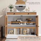 35 buffets de vaisselle avec porte en verre et 2 tiroirs de rangement, armoire de rangement de cuisine, buffets et vaisseliers modernes pour salle à manger, salon