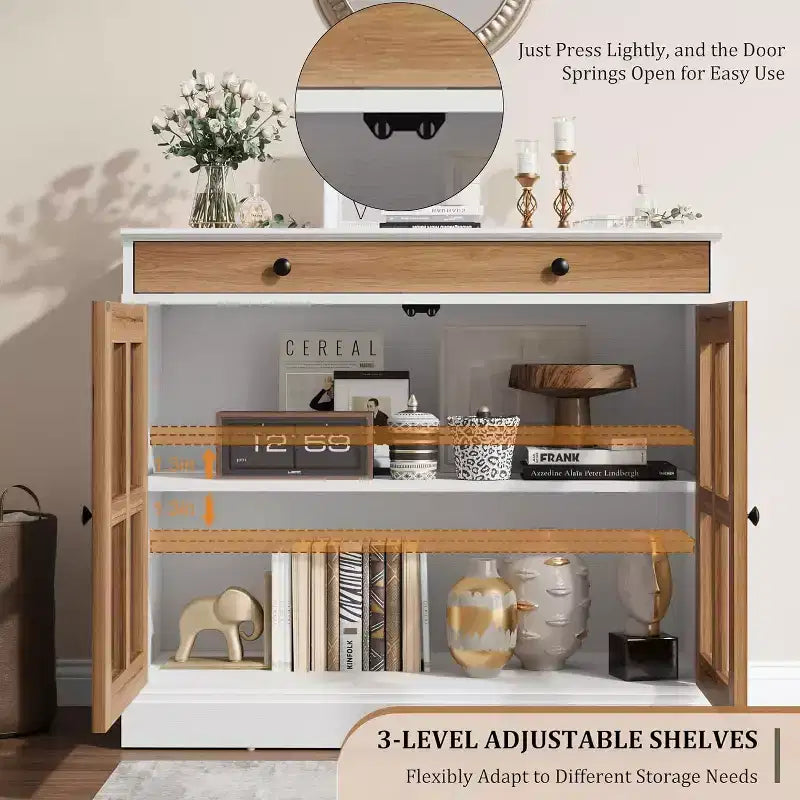 35 buffets de vaisselle avec porte en verre et 2 tiroirs de rangement, armoire de rangement de cuisine, buffets et vaisseliers modernes pour salle à manger, salon