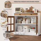 35 buffets de vaisselle avec porte en verre et 2 tiroirs de rangement, armoire de rangement de cuisine, buffets et vaisseliers modernes pour salle à manger, salon