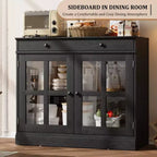 35 buffets de vaisselle avec porte en verre et 2 tiroirs de rangement, armoire de rangement de cuisine, buffets et vaisseliers modernes pour salle à manger, salon