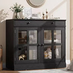 35 Sideboard Buffet Cabinets w/Glass Door & 2 Storage Drawers, Kitchen Storage Cabinet, Modern Buffets & Sideboards for Dining Room, Living Room