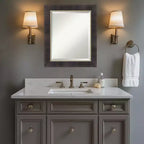 Specchio da parete per bagno Amanti Art Odin, in bronzo antico, con cornice in legno smussato