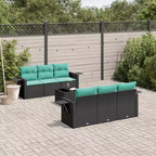 vidaXL Set Divani da Giardino 7 Pezzi con Cuscini in Polyrattan Nero