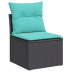 vidaXL Set Divani da Giardino 7 Pezzi con Cuscini in Polyrattan Nero