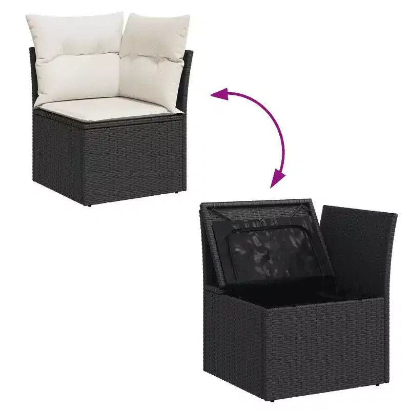 vidaXL Set Divani da Giardino Nero, Bianco Crema