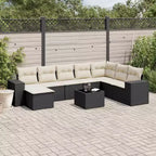 vidaXL Set Divani da Giardino Nero, Bianco Crema