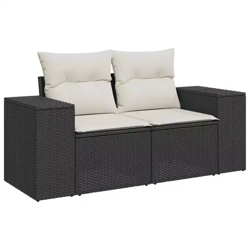 vidaXL Set Divani da Giardino Nero, Bianco Crema