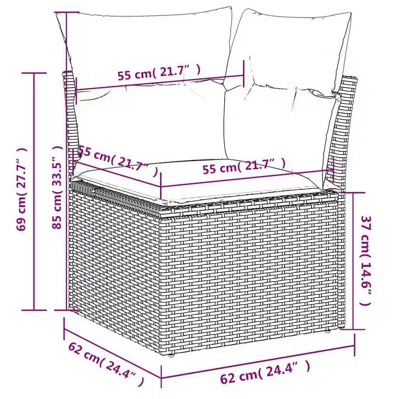 vidaXL Salotto da Giardino 4 pz con Cuscini Nero Polyrattan