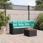 vidaXL Salotto da Giardino 4 pz con Cuscini Nero Polyrattan
