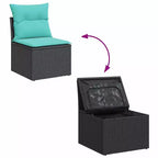 vidaXL Salotto da Giardino 4 pz con Cuscini Nero Polyrattan