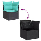 vidaXL Salotto da Giardino 4 pz con Cuscini Nero Polyrattan