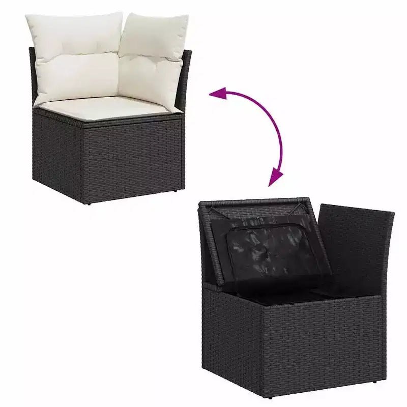vidaXL Set Divani da Giardino Nero