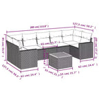 vidaXL Set divani da giardino in polyrattan nero 8 pz materiali resistenti ai raggi UV