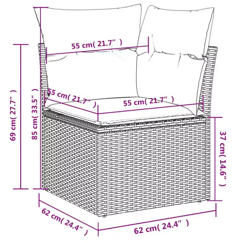 vidaXL Set divani da giardino in polyrattan nero 8 pz materiali resistenti ai raggi UV