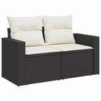 vidaXL Set divani da giardino in polyrattan nero 8 pz materiali resistenti ai raggi UV