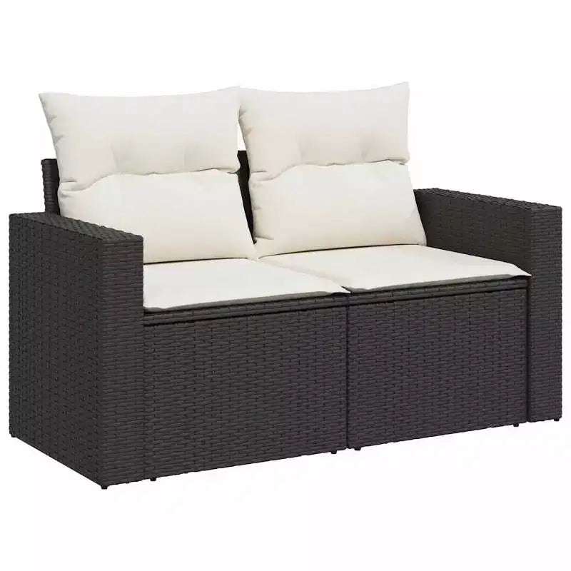 vidaXL Set divani da giardino in polyrattan nero 8 pz materiali resistenti ai raggi UV