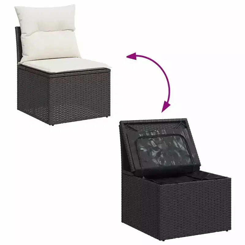 vidaXL Set divani da giardino in polyrattan nero 8 pz materiali resistenti ai raggi UV