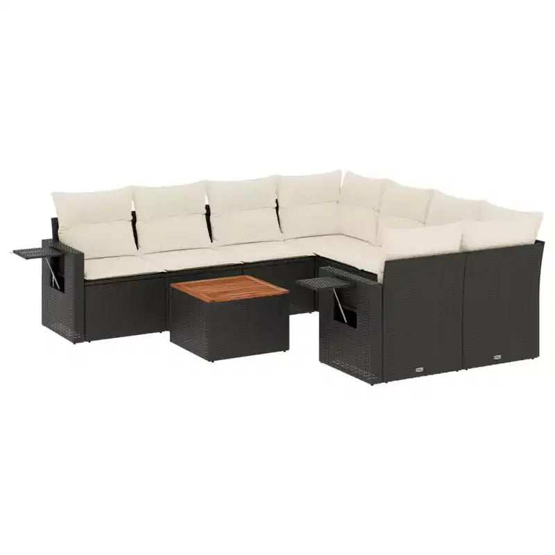 vidaXL Garden Sofa Set Black and Cream