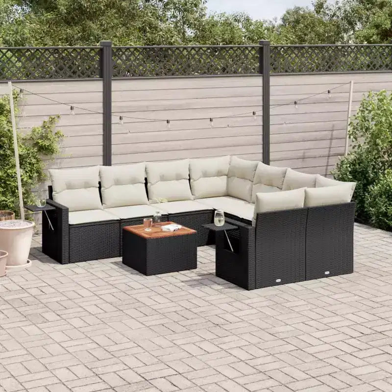vidaXL Set divani da giardino Nero e crema