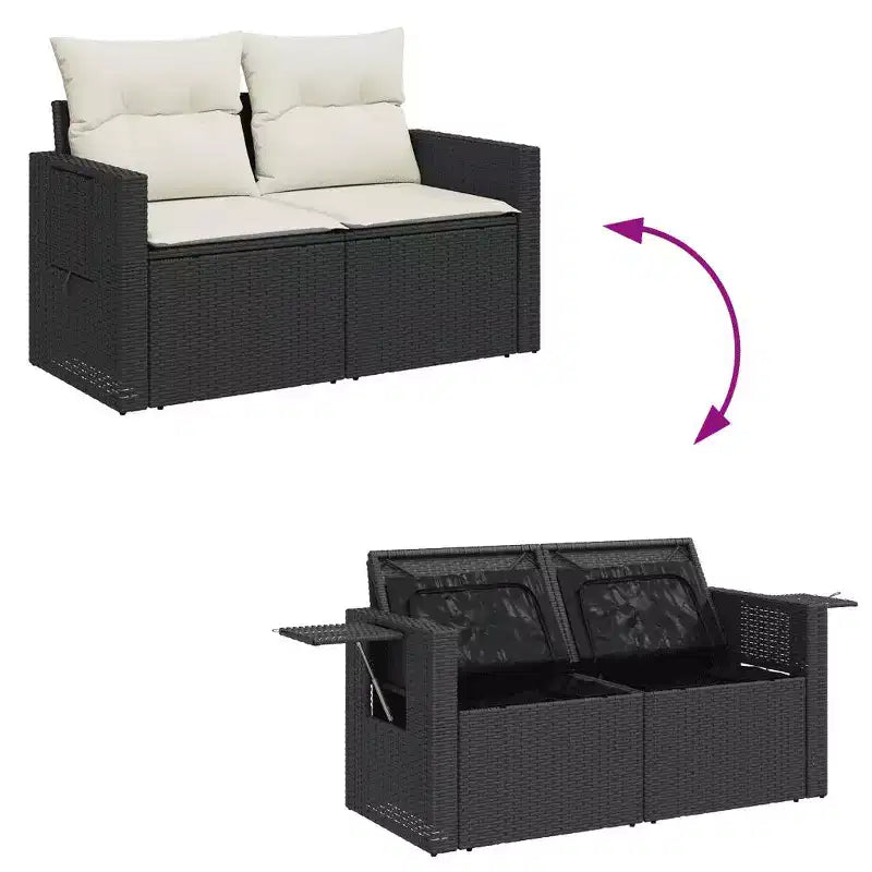 vidaXL Set Divani da Giardino 6 pz con Cuscini Nero e Crema