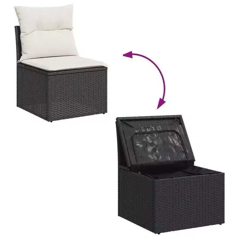 vidaXL Ensemble de canapés de jardin noir, blanc crème