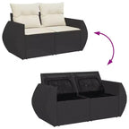 vidaXL Set Divani da Giardino Nero e Bianco Crema