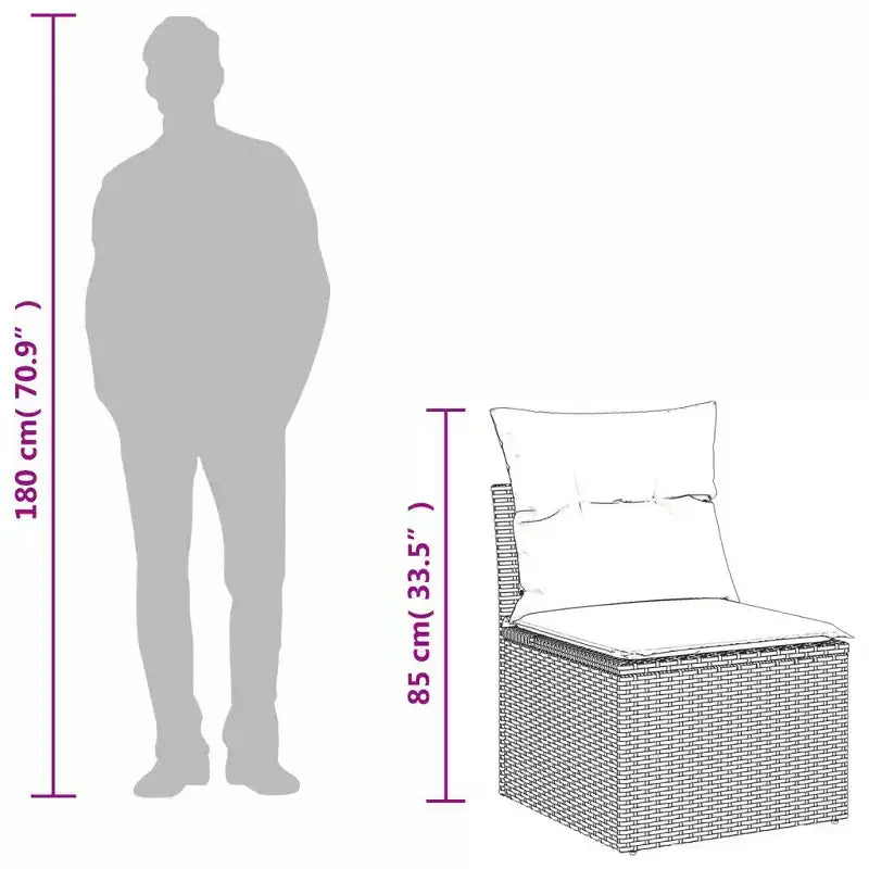 vidaXL Set divani da giardino Nero, in polyrattan, componibile, grande