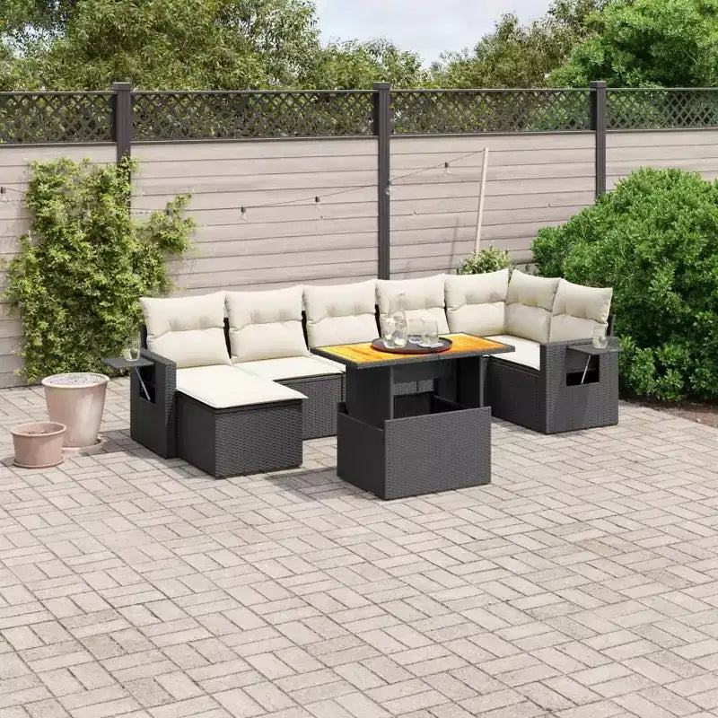 vidaXL Set divani da giardino Nero, in polyrattan, componibile, grande