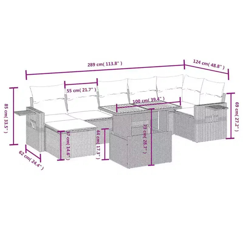 vidaXL Set divani da giardino Nero, in polyrattan, componibile, grande