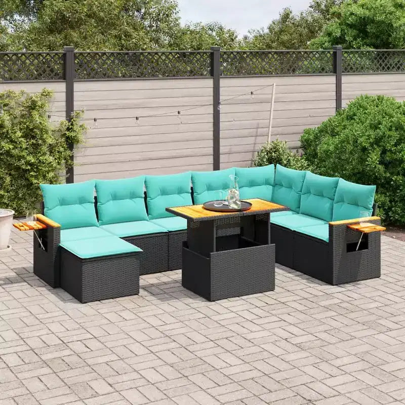 vidaXL Set Divani da Giardino 9 pz con Cuscini - Nero