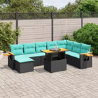 vidaXL Set Divani da Giardino 9 pz con Cuscini - Nero
