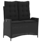 vidaXL Set da pranzo da giardino con cuscini - 2 pezzi in polyrattan nero per esterni, tavolo da giardino e panca reclinabile