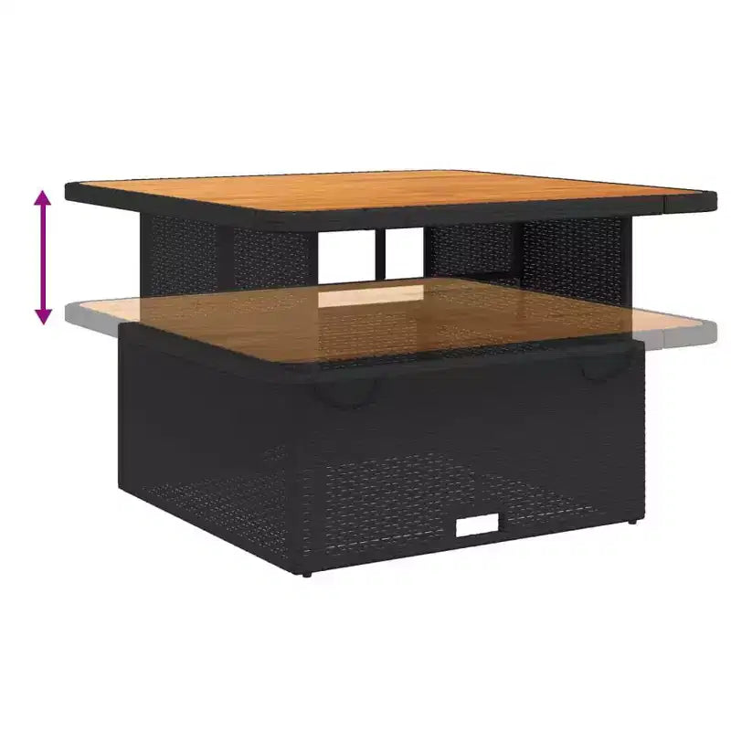 vidaXL Set da pranzo da giardino con cuscini - 2 pezzi in polyrattan nero per esterni, tavolo da giardino e panca reclinabile
