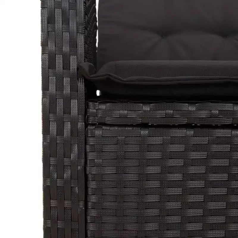 vidaXL Set da pranzo da giardino con cuscini - 2 pezzi in polyrattan nero per esterni, tavolo da giardino e panca reclinabile