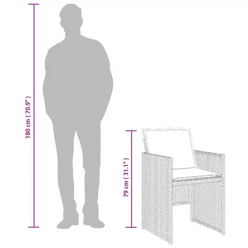 vidaXL Set da pranzo da esterno 10 pz Grigio Polyrattan 10 posti Pieghevole