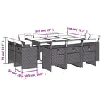 vidaXL Set da pranzo da esterno 10 pz Grigio Polyrattan 10 posti Pieghevole